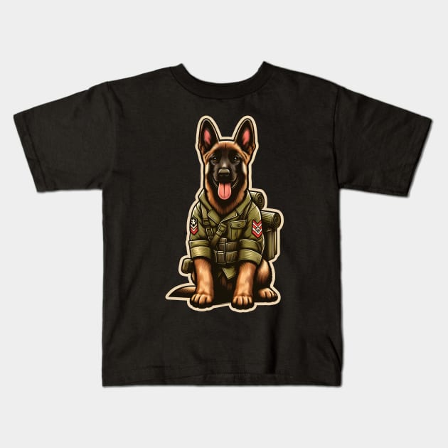 Belgian Malinois Soldier Kids T-Shirt by k9-tee